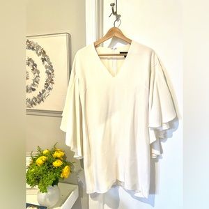 Ralph Lauren White Bell Sleeve Chiffon Dress